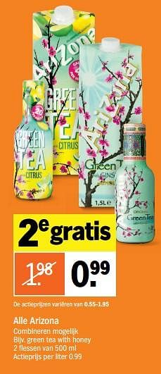 Promoties Green tea with honey - Arizona - Geldig van 24/06/2019 tot 30/06/2019 bij Albert Heijn