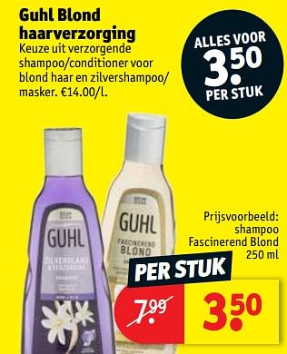 Promoties Guhl blond haarverzorging shampoo fascinerend blond - Blond  - Geldig van 27/06/2019 tot 07/07/2019 bij Kruidvat