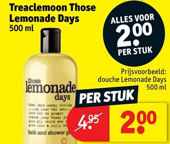 Promoties Treaclemoon those lemonade days douche lemonade days - Treacle Moon - Geldig van 27/06/2019 tot 07/07/2019 bij Kruidvat