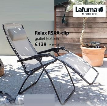 Promoties Relax rsxa-clip grafiet textileen - Lafuma - Geldig van 23/06/2019 tot 21/07/2019 bij Unikamp