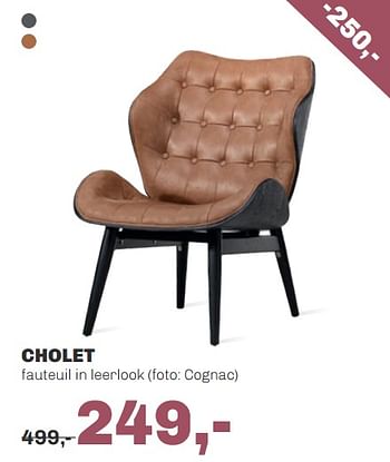 Promoties Cholet fauteuil in leerlook - Huismerk - Trendhopper - Geldig van 24/06/2019 tot 21/07/2019 bij Trendhopper