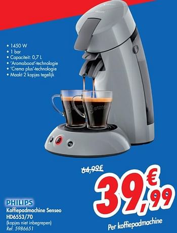 Promoties Philips koffiepadmachine senseo hd6553-70 - Philips - Geldig van 26/06/2019 tot 29/06/2019 bij Carrefour