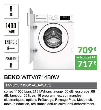 Promotions Lave-linge intègrable beko witv8714b0w - Beko - Valide de 03/06/2019 à 30/09/2019 chez Copra