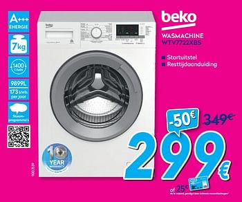 Promoties Beko wasmachine wtv7722xbs - Beko - Geldig van 01/07/2019 tot 31/07/2019 bij Krefel