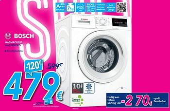 Promoties Bosch wasmachine wat283k3fg - Bosch - Geldig van 01/07/2019 tot 31/07/2019 bij Krefel