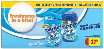 Promoties Mentos chewy + fresh candy - Mentos - Geldig van 27/06/2019 tot 07/07/2019 bij Kruidvat