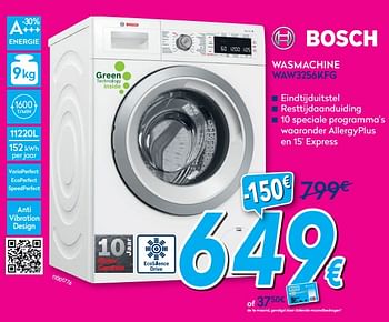 Promoties Bosch wasmachine waw3256kfg - Bosch - Geldig van 01/07/2019 tot 31/07/2019 bij Krefel