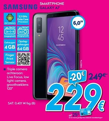 Promoties Samsung smartphone galaxy a7 - Samsung - Geldig van 01/07/2019 tot 31/07/2019 bij Krefel