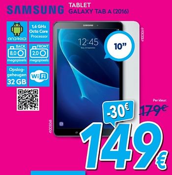 Promoties Samsung tablet galaxy tab a (2016) - Samsung - Geldig van 01/07/2019 tot 31/07/2019 bij Krefel