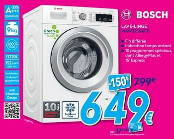 Promotions Bosch lave-linge waw3256kfg - Bosch - Valide de 01/07/2019 à 31/07/2019 chez Krefel