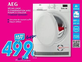 Promotions Aeg sèche-linge à condensation avec pompe à chaleur t7dbk83p prosense - AEG - Valide de 01/07/2019 à 31/07/2019 chez Krefel