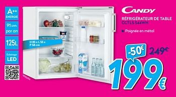 Promotions Candy réfrigérateur de table cctls 544wh - Candy - Valide de 01/07/2019 à 31/07/2019 chez Krefel