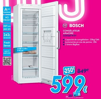 Promotions Bosch congélateur armoire gsn36fw3v - Bosch - Valide de 01/07/2019 à 31/07/2019 chez Krefel