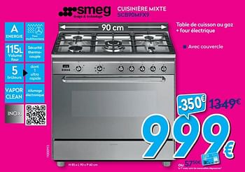 Promotions Smeg cuisinière mixte scb90mfx9 - Smeg - Valide de 01/07/2019 à 31/07/2019 chez Krefel