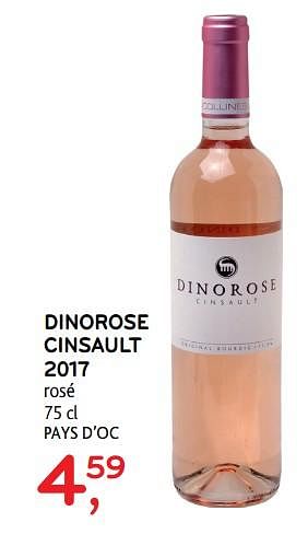 Promoties Dinorose cinsault 2017 rosé 75 cl pays d`oc - Rosé wijnen - Geldig van 03/07/2019 tot 16/07/2019 bij Alvo