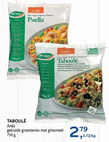Promoties Taboulé ardo gekruide groentemix met griesmeel - Ardo - Geldig van 03/07/2019 tot 16/07/2019 bij Alvo