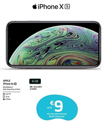 Promotions Apple iphone xs 64 GB - Apple - Valide de 26/06/2019 à 31/07/2019 chez Base