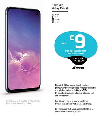 Promoties Samsung galaxy s10e - Azuri - Geldig van 26/06/2019 tot 31/07/2019 bij Base