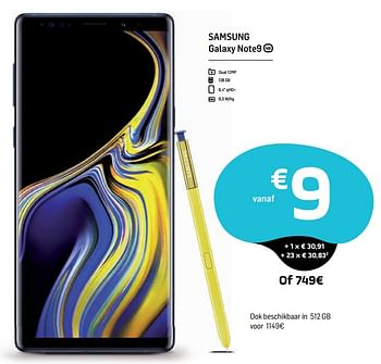 Promoties Samsung galaxy note9 - Samsung - Geldig van 26/06/2019 tot 31/07/2019 bij Base