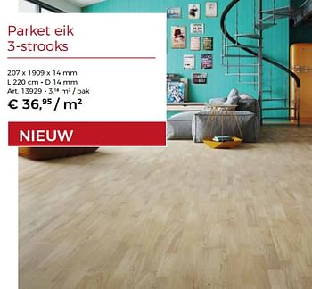 Promoties Parket eik 3-strooks - Huismerk - Woodtex - Geldig van 28/06/2019 tot 03/08/2019 bij Woodtex