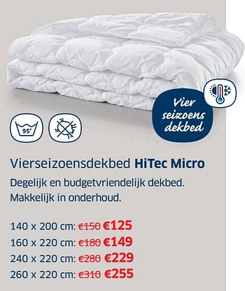 Promoties Vierseizoensdekbed hitec micro - Huismerk - Sleeplife - Geldig van 01/07/2019 tot 31/07/2019 bij Sleeplife