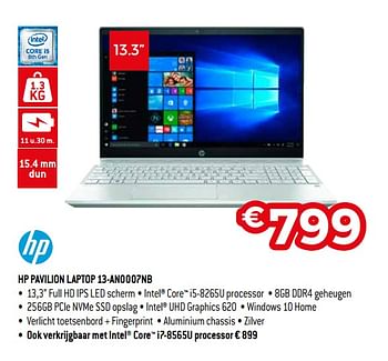 Promoties Hp pavilion laptop 13-an0007nb - HP - Geldig van 24/06/2019 tot 31/07/2019 bij Exellent
