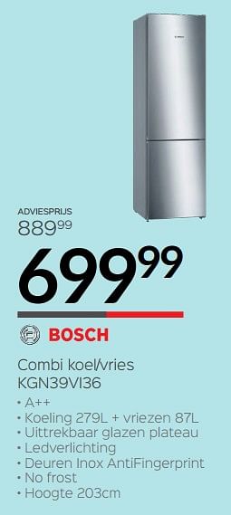 Promotions Bosch combi koel-vries kgn39vi36 - Bosch - Valide de 01/07/2019 à 31/07/2019 chez Selexion
