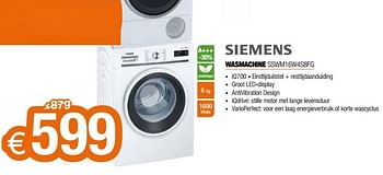 Promoties Siemens wasmachine sswm16w4s8fg - Siemens - Geldig van 01/07/2019 tot 31/07/2019 bij Expert