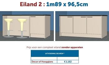 Promoties Compleet eiland zonder apparaten decor of hoogglans - Huismerk - Zelfbouwmarkt - Geldig van 25/06/2019 tot 31/12/2020 bij Zelfbouwmarkt