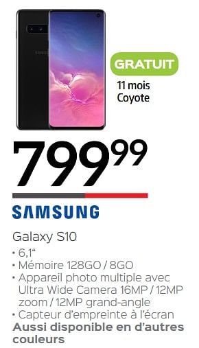 Promotions Samsung galaxy s10 - Samsung - Valide de 01/07/2019 à 31/07/2019 chez Selexion