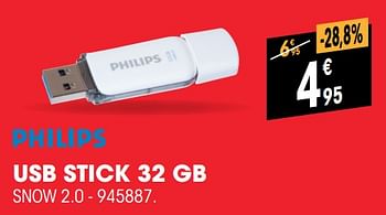 Promoties Philips usb stick 32 gb - Philips - Geldig van 01/07/2019 tot 31/07/2019 bij Electro Depot