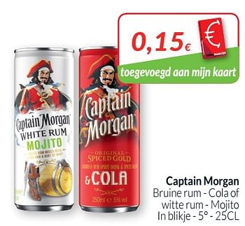 Promotions Captain morgan bruine rum - cola of witte rum - mojito - Captain Morgan - Valide de 01/07/2019 à 31/07/2019 chez Intermarche