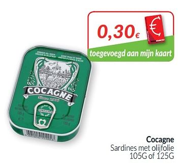 Promoties Cocagne sardines met olijfolie - Cocagne - Geldig van 01/07/2019 tot 31/07/2019 bij Intermarche