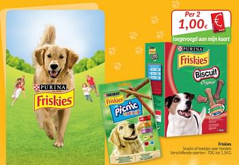 Promoties Friskies snacks of koekjes voor honden - Friskies - Geldig van 01/07/2019 tot 31/07/2019 bij Intermarche