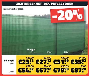Promoties Zichtbreeknet -95% privacydoek - Huismerk - Bouwcenter Frans Vlaeminck - Geldig van 07/07/2019 tot 31/07/2019 bij Bouwcenter Frans Vlaeminck