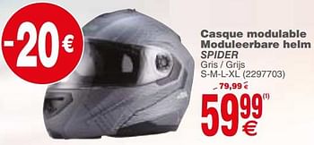 Promoties Casque modulable moduleerbare helm spider - Huismerk - Cora - Geldig van 02/07/2019 tot 15/07/2019 bij Cora