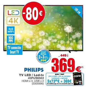 Promoties Philips tv led - led-tv 43pus6503 - Philips - Geldig van 02/07/2019 tot 15/07/2019 bij Cora