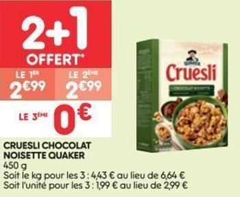 cruesli chocolat noisette - quaker - 450 g