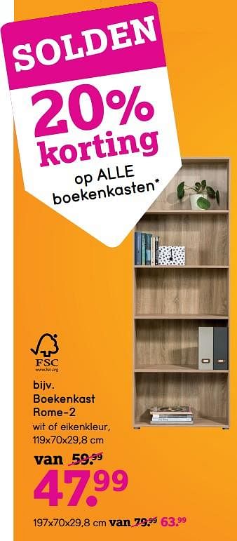 Promoties Boekenkast rome-2 - Huismerk - Leen Bakker - Geldig van 01/07/2019 tot 31/07/2019 bij Leen Bakker
