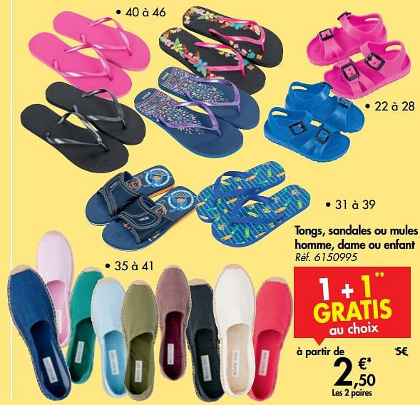 Produit maison Carrefour Tongs sandales ou mules homme dame ou