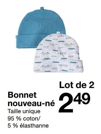 Promotions Bonnet nouveau-ne - Produit maison - Zeeman  - Valide de 29/06/2019 à 31/12/2019 chez Zeeman