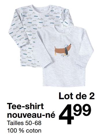 Promotions Tee-shirt nouveau-ne - Produit maison - Zeeman  - Valide de 29/06/2019 à 31/12/2019 chez Zeeman