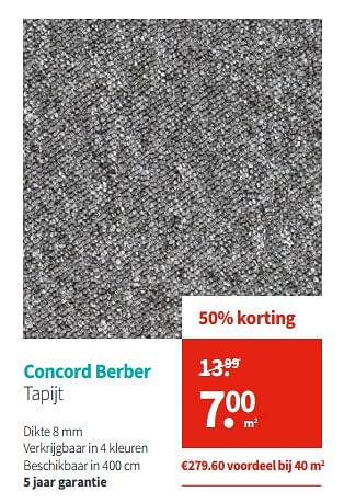 Promoties Concord berber tapijt - Huismerk - Carpetright - Geldig van 01/07/2019 tot 31/07/2019 bij Carpetright