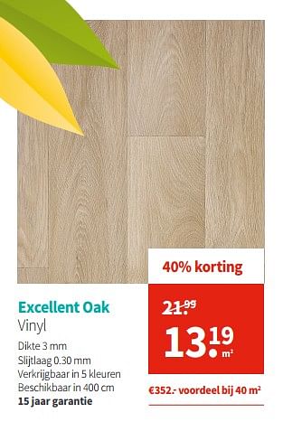 Promoties Excellent oak vinyl - Huismerk - Carpetright - Geldig van 01/07/2019 tot 31/07/2019 bij Carpetright