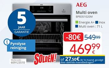 Promoties Aeg multi oven bpb351020m - AEG - Geldig van 01/07/2019 tot 31/07/2019 bij Eldi