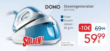 Promotions Domo stoomgenerator do7103s - Domo elektro - Valide de 01/07/2019 à 31/07/2019 chez Eldi