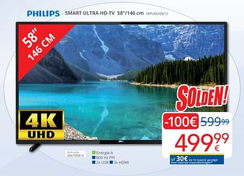 Promoties Philips smart ultra hd-tv 58``-146 cm 58pus6203-12 - Philips - Geldig van 01/07/2019 tot 31/07/2019 bij Eldi