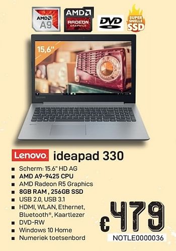 Promotions Lenovo ideapad 330 - Lenovo - Valide de 01/07/2019 à 15/08/2019 chez Compudeals