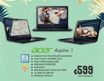 Promoties Acer aspire 3 - Acer - Geldig van 01/07/2019 tot 15/08/2019 bij Compudeals