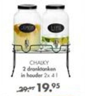 Promoties Chalky 2 dranktanken in houder - Huismerk - Casa - Geldig van 01/07/2019 tot 28/07/2019 bij Casa
